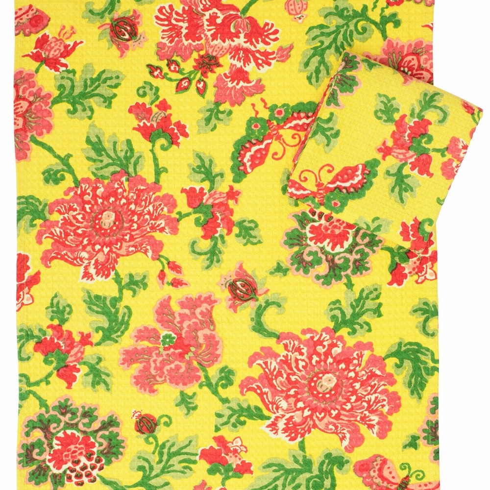 April Cornell Set of 2 Tea Towels Ming NWT Yellow